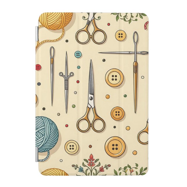 Knitting Crochet Sewing Tools Pattern iPad Mini Cover (Front)