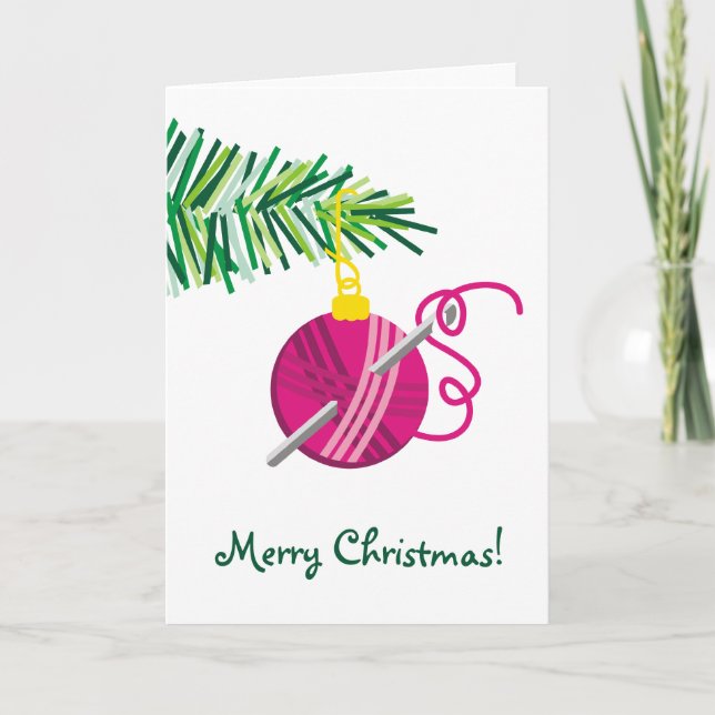 Knitting crochet  yarn ball Christmas holiday Card (Front)