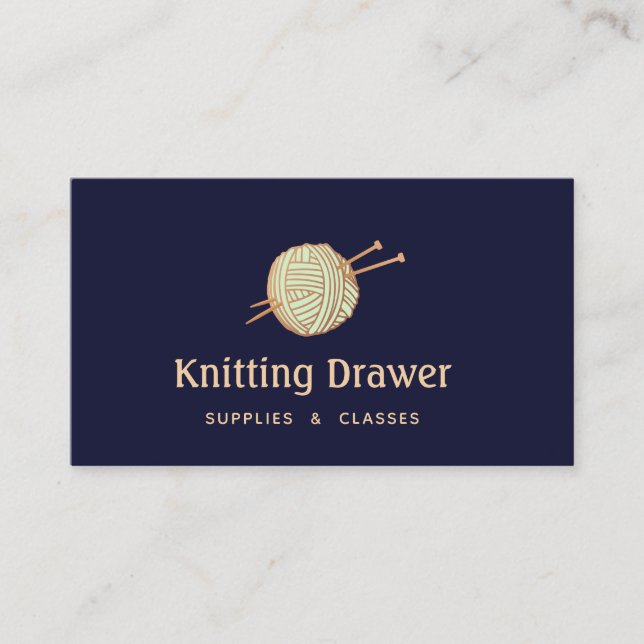 Knitting Crochet Yarn Ball Logo Business Card (Front)