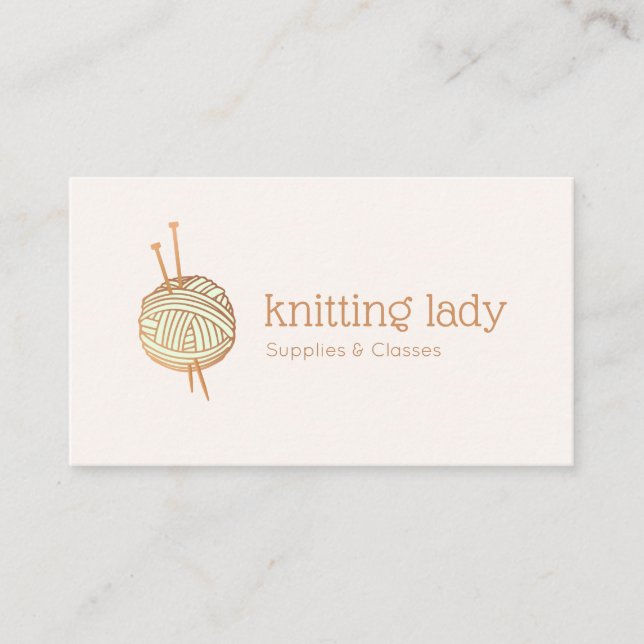 Knitting Crochet Yarn Ball Logo Business Card (Front)