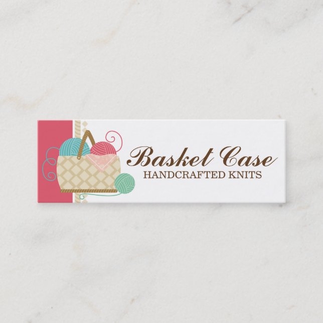 Knitting crochet yarn basket crafts hobbies mini business card (Front)