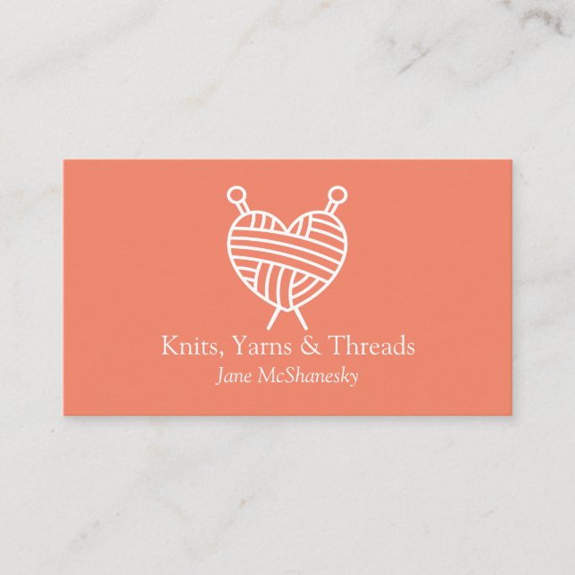 Knitting Crochet Yarn Craft Minimalist Business Card (Front)