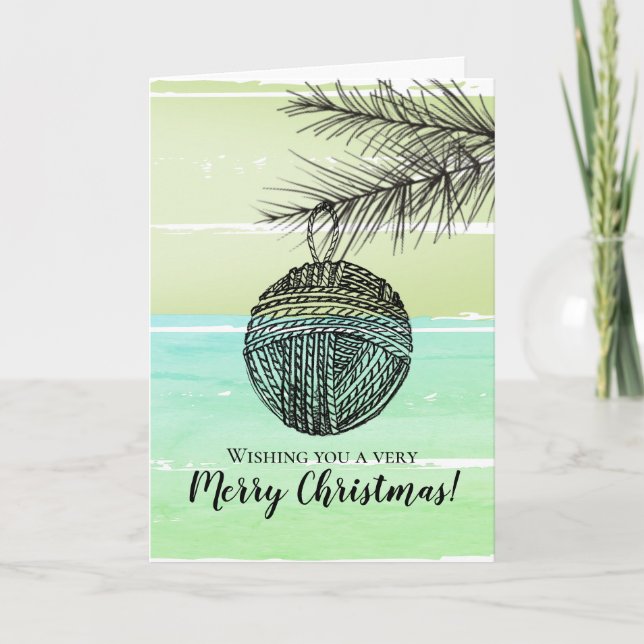 Knitting crochet yarn personalized photo Christmas Holiday Card (Front)