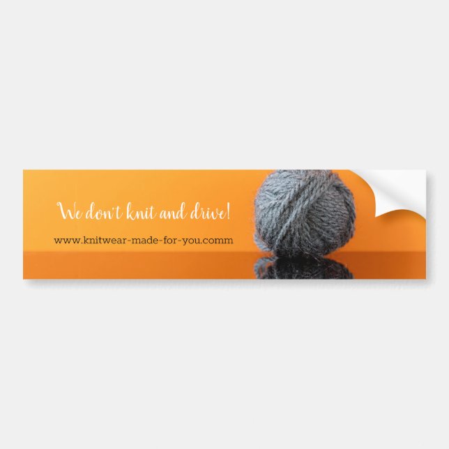 Knitting crochet yarn wool handmade custom bumper sticker (Front)