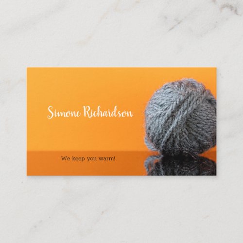 Knitting crochet yarn wool handmade orange business card