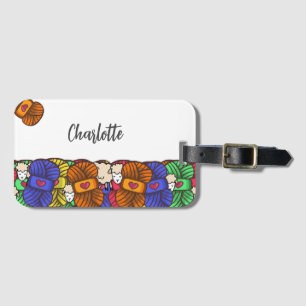 Knitting crochet yarn wool sheep personalizable luggage tag