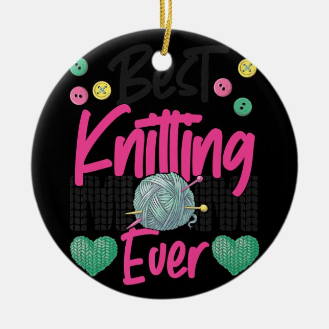 Knitting Crocheting Knit Happens Knitter  Ceramic Ornament (Front)