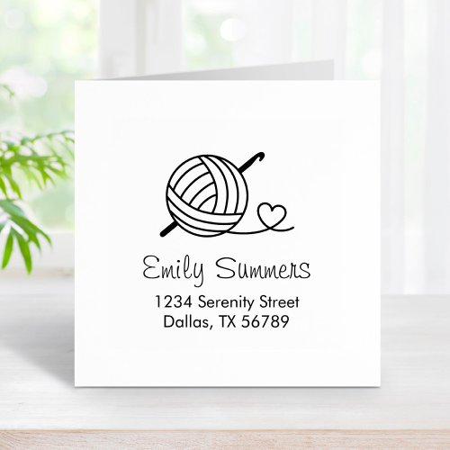 Knitting Crocheting Yarn Address Rubber Stamp