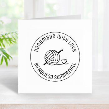 Knitting Crocheting Yarn Handmade With Love 4 Rubber Stamp by Chibibi at Zazzle