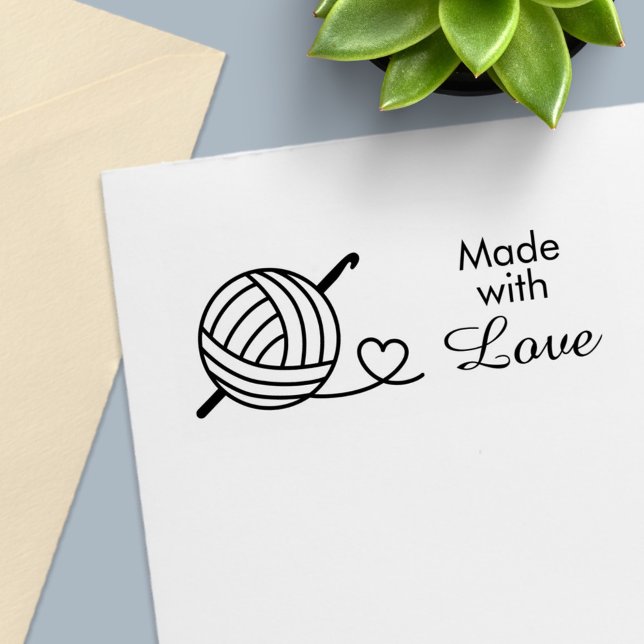 Knitting Crocheting Yarn - Made with Love Self-inking Stamp (Creator Uploaded)