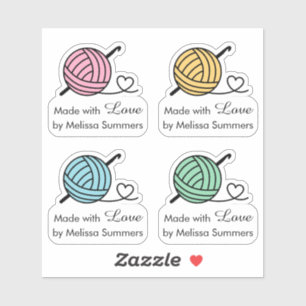 Knitting Crocheting Yarn Made with Love, Set of 4 Sticker