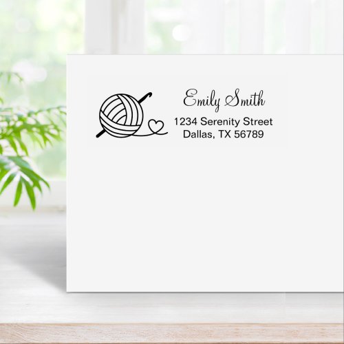 Knitting Crocheting Yarn Return Address Rubber Stamp