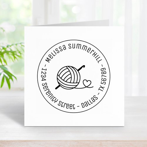 Knitting Crocheting Yarn Round Address 2 Rubber Stamp