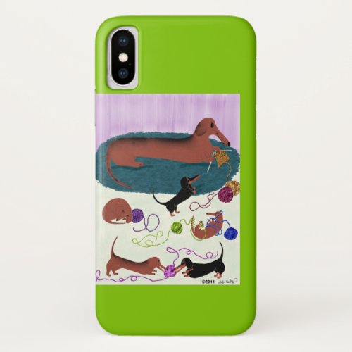 Knitting Dachshund iPhone 3G Case_Mate iPhone X Case