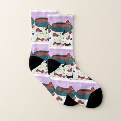 Knitting Dachshund Socks