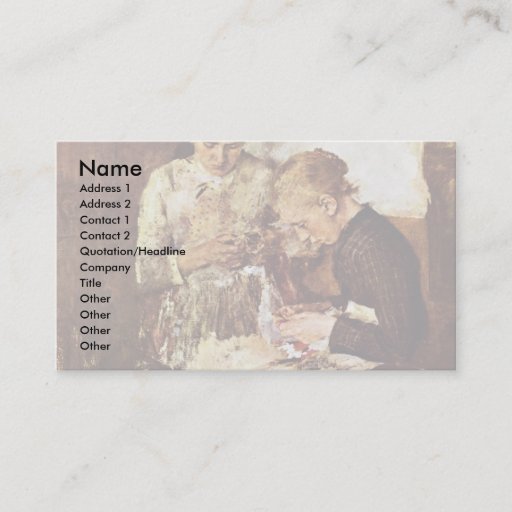 Customizable Knitting End Girl On The Bench By Leibl Wilhelm Business Card Template