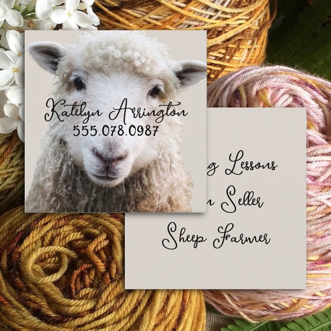 Knitting FIber Sheep Wool Square Business Cards (Creator Uploaded)
