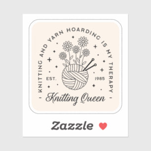 Knitting floral yarn ball cottagecore aesthetic sticker