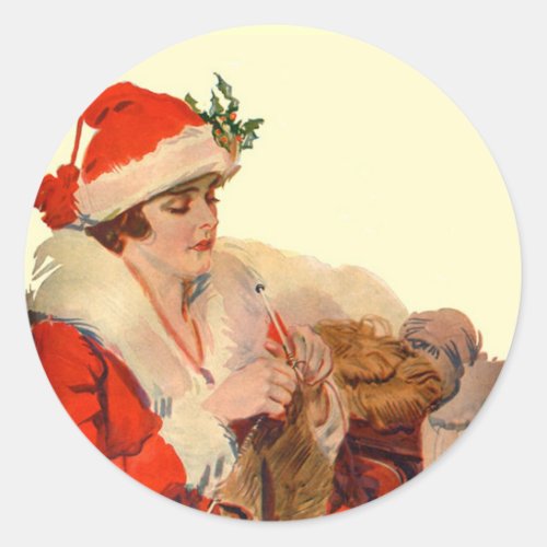 Knitting for Christmas Classic Round Sticker