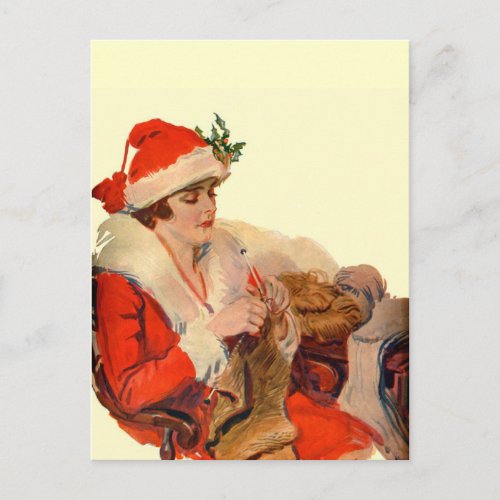 Knitting for Christmas Holiday Postcard