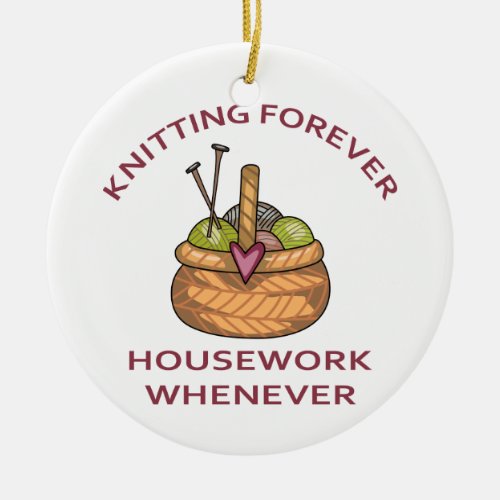 Knitting Forever Ceramic Ornament