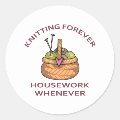 KNITTING FOREVER CLASSIC ROUND STICKER