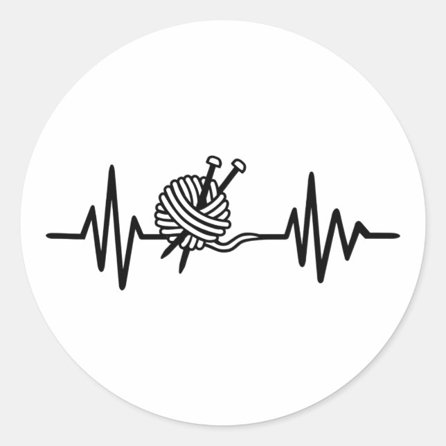 Knitting frequency classic round sticker (Front)