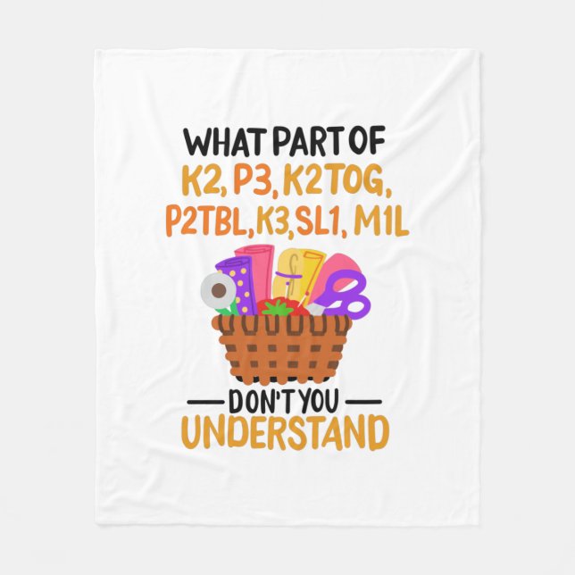 Knitting Funny Knitting Quotes Fleece Blanket (Front)