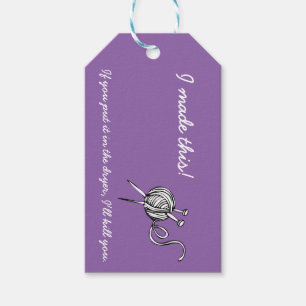Knitting Gift Tags with Care Instructions