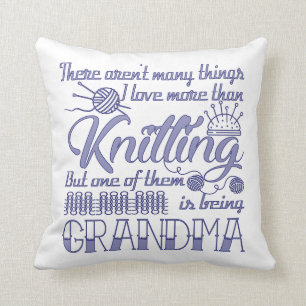 Knitting Grandma Throw Pillow