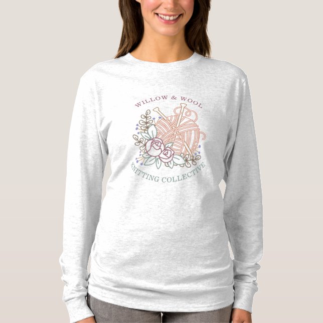 Knitting Group Floral Yarn T-Shirt  (Front)