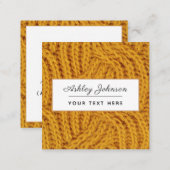 Knitting Handmade Crotchet Add Social Media Orange Square Business Card (Front/Back)