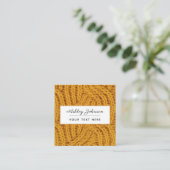 Knitting Handmade Crotchet Add Social Media Orange Square Business Card (Standing Front)