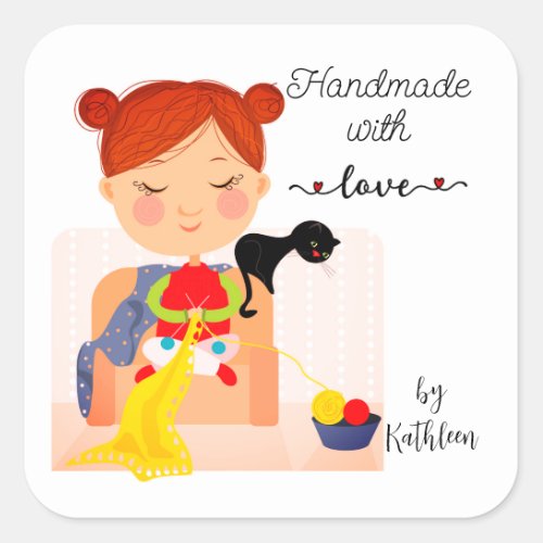 Knitting Handmade with Love Personalized Stickers