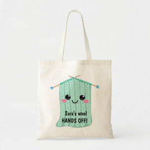 Knitting Hands Off My Wool Cute Yarn Tote Bag