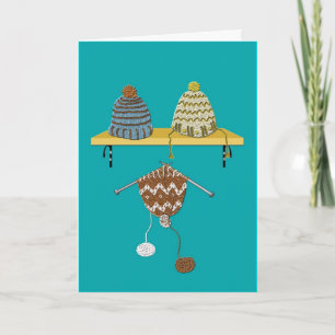 Knitting Hats for Christmas Holiday Card
