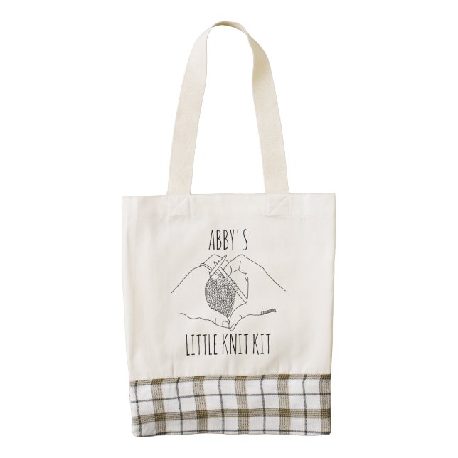 Knitting Heart Hands Line Drawing Zazzle HEART Tote Bag (Front)