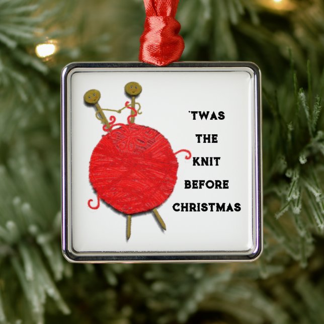 Knitting Holiday Gift Metal Ornament (Tree)