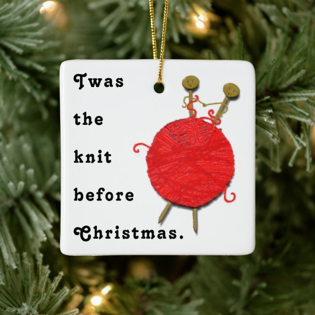 Knitting Holiday Gifts Ceramic Ornament (Tree)