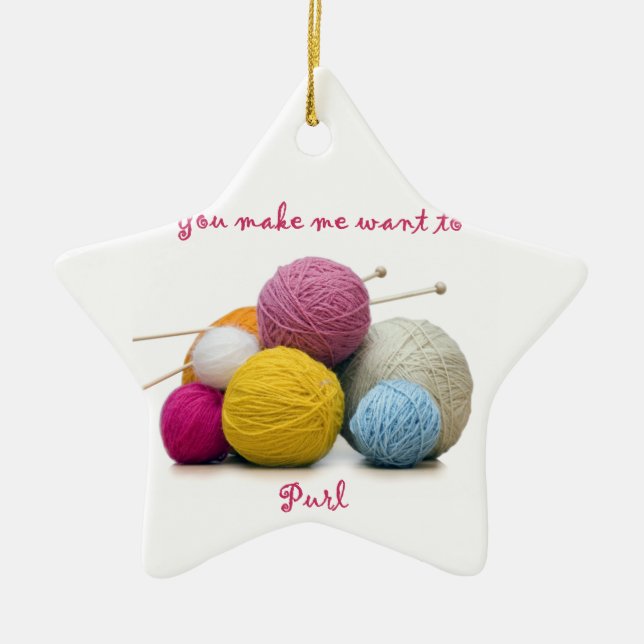 knitting humor ceramic ornament (Front)