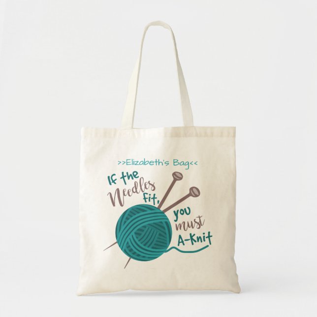 Knitting Humor Needles Yarn Funny Knitter | Custom Tote Bag (Front)