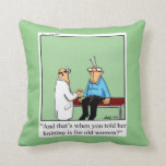 Knitting Humor Pillow Gift<br><div class="desc">Enjoy spreading the laughter with this knitting humor pillow gift by artist Bill Abbott; it’ll make a great present for someone on your gift list! Bill Abbott's cartoon "Spectickles" the internationally syndicated comic has also appeared in Hallmark U.K., Reader's Digest and other fine magazines!</div>