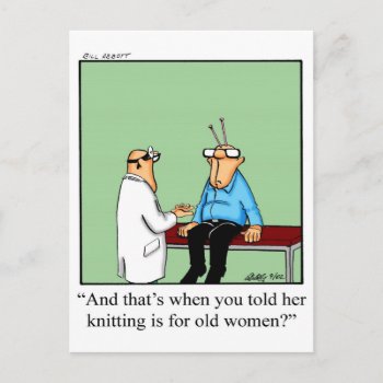 Knitting Humor Postcard by Spectickles at Zazzle
