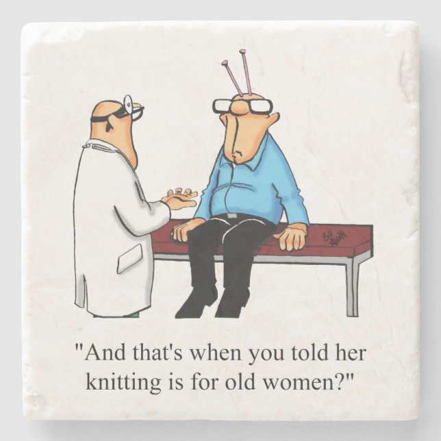 Knitting Humor Stone Coaster Gift (Front)