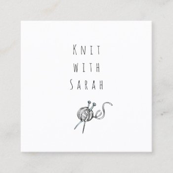 Knitting Instructor Yarn Square Minimalist Square Business Card by BlueHyd at Zazzle