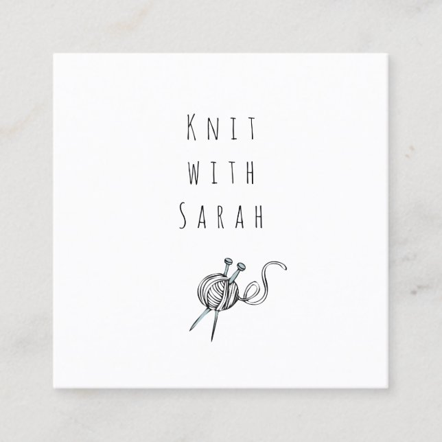 Knitting Instructor Yarn Square Minimalist Square Business Card (Front)