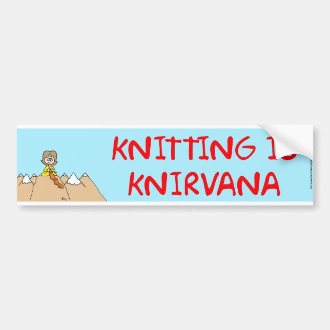 knitting is knirvana bumper sticker (Front)
