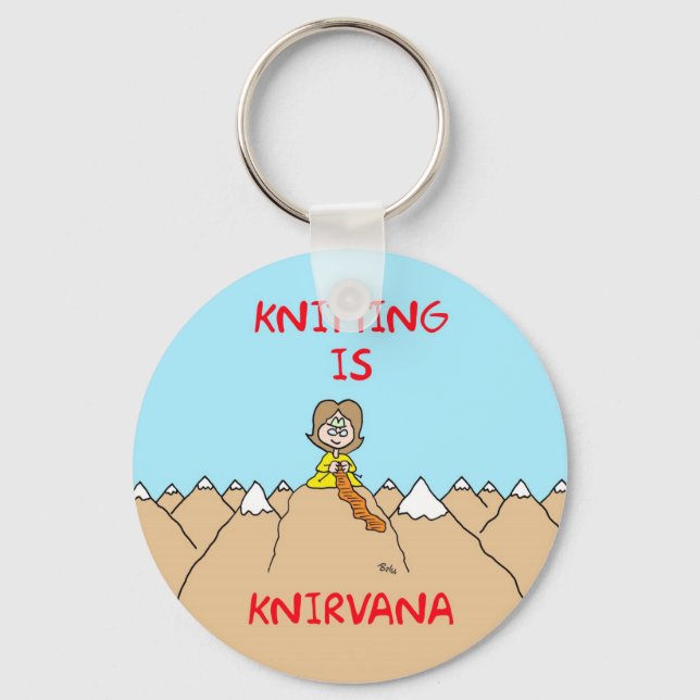 knitting is knirvana guru keychain (Front)