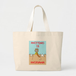 knitting is knirvana guru large tote bag
