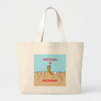 knitting is knirvana guru large tote bag